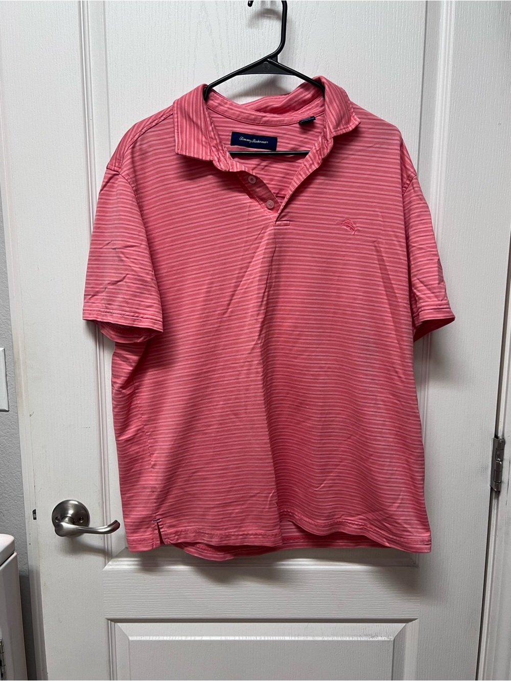 Tommy Bahama Men's Coral Pink Striped Polo